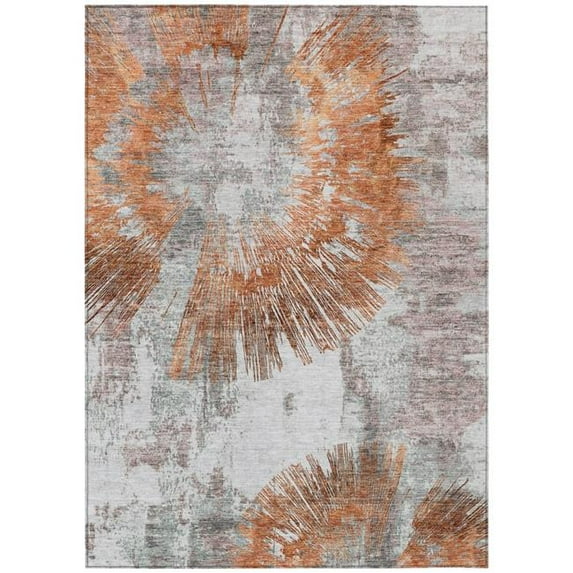 HomeRoots 586377 10 x 14 ft. Abstract Washable Indoor & Outdoor Rectangle Area Rug, Terra Cotta, Copper & Taupe