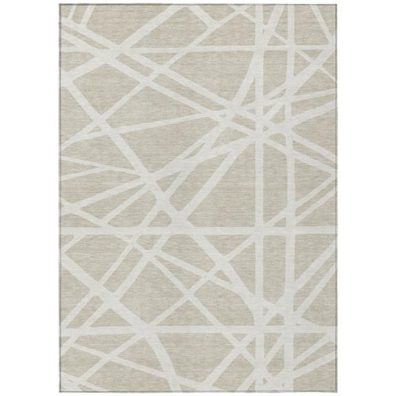 HomeRoots 600419 10 x 14 ft. Beige & Ivory Geometric Washable Indoor & Outdoor Rectangle Area Rug