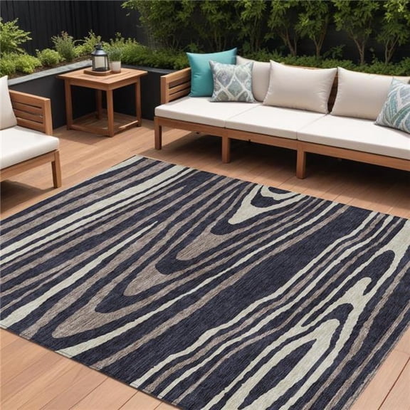 HomeRoots 614478 10 x 14 ft. Black Taupe & Beige Faux Bois Washable Indoor & Outdoor Rectangle Area Rug