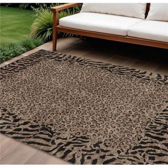HomeRoots 607637 10 x 14 ft. Brown Animal Print Washable Indoor & Outdoor Rectangle Area Rug