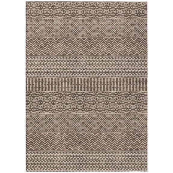 HomeRoots 612249 10 x 14 ft. Brown & Ivory Chevron Washable Indoor & Outdoor Rectangle Area Rug