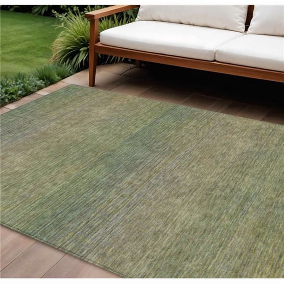 HomeRoots 608812 10 x 14 ft. Fern Green Striped Washable Indoor & Outdoor Rectangle Area Rug