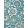thumbnail image 1 of HomeRoots 585741 10 x 14 ft. Floral Medallion Washable Indoor & Outdoor Rectangle Area Rug, Teal Blue, Taupe & Gray, 1 of 1