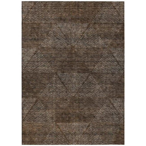 HomeRoots 586497 10 x 14 ft. Geometric Washable Indoor & Outdoor Rectangle Area Rug, Brown & Taupe