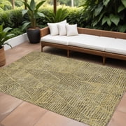 10' X 14' Gold Black And Charcoal Geometric Washable Indoor Outdoor Area Rug