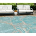 thumbnail image 1 of HomeRoots 589439 10 x 14 ft. Geometric Washable Indoor & Outdoor Rectangle Area Rug, Teal Blue, Aqua & Taupe, 1 of 5