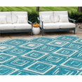 thumbnail image 1 of HomeRoots 590003 10 x 14 ft. Geometric Washable Indoor & Outdoor Rectangle Area Rug, Teal Blue & Ivory, 1 of 1