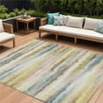 thumbnail image 1 of HomeRoots 631412 10 x 14 ft. Gold Gray & Ivory Striped Washable Indoor & Outdoor Rectangle Area Rug, 1 of 1