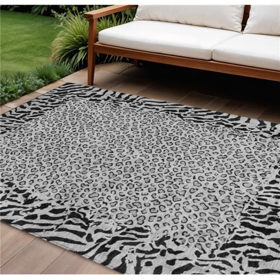 HomeRoots 607655 10 x 14 ft. Gray Animal Print Washable Indoor & Outdoor Rectangle Area Rug