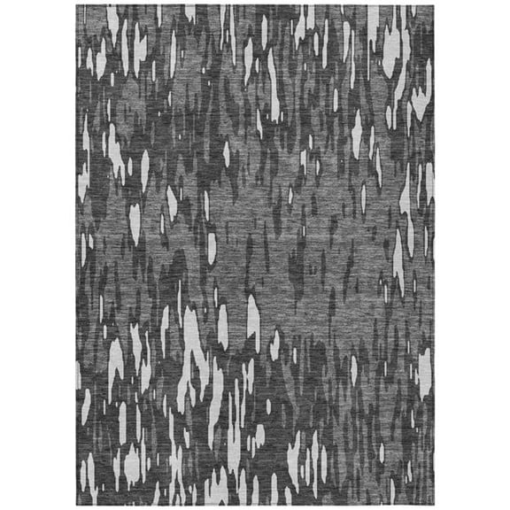 HomeRoots 612670 10 x 14 ft. Gray & Ivory Abstract Washable Indoor & Outdoor Rectangle Area Rug