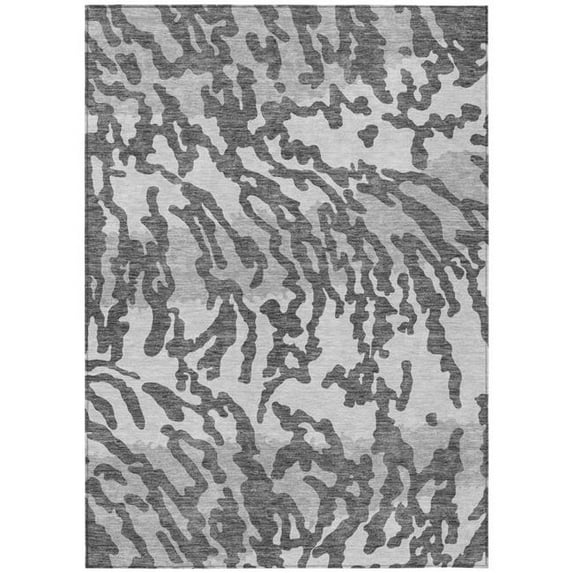 HomeRoots 591284 10 x 14 ft. Gray & Ivory Animal Print Washable Indoor & Outdoor Rectangle Area Rug