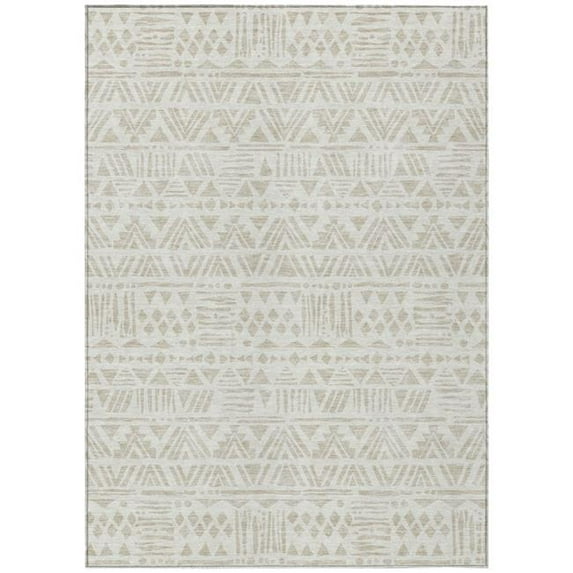 HomeRoots 594177 10 x 14 ft. Ivory & Beige Southwestern Washable Indoor & Outdoor Rectangle Area Rug