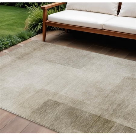 HomeRoots 608099 10 x 14 ft. Khaki Geometric Washable Indoor & Outdoor Rectangle Area Rug