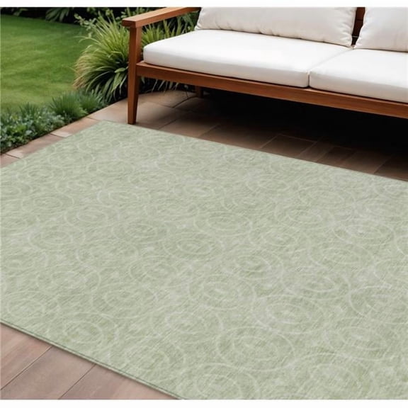 HomeRoots 607493 10 x 14 ft. Mint Green Geometric Washable Indoor & Outdoor Rectangle Area Rug