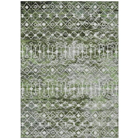 HomeRoots 615811 10 x 14 ft. Olive Green & Ivory Argyle Washable Indoor & Outdoor Rectangle Area Rug