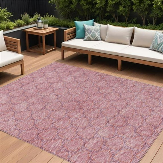 HomeRoots 613571 10 x 14 ft. Pink & Purple Geometric Washable Indoor & Outdoor Rectangle Area Rug