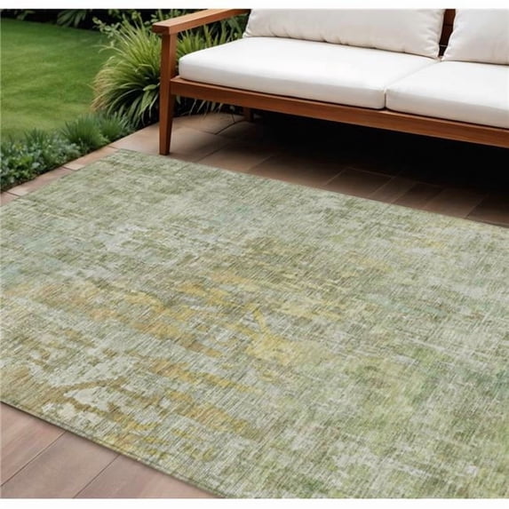 HomeRoots 607889 10 x 14 ft. Sage Abstract Washable Indoor & Outdoor Rectangle Area Rug