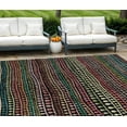 thumbnail image 1 of 10' X 14' Black Green And Gold Striped Washable Indoor Outdoor Area Rug, 1 of 5