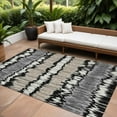 thumbnail image 1 of 10' X 14' Black Silver And Gray Striped Washable Indoor Outdoor Area Rug, 1 of 5