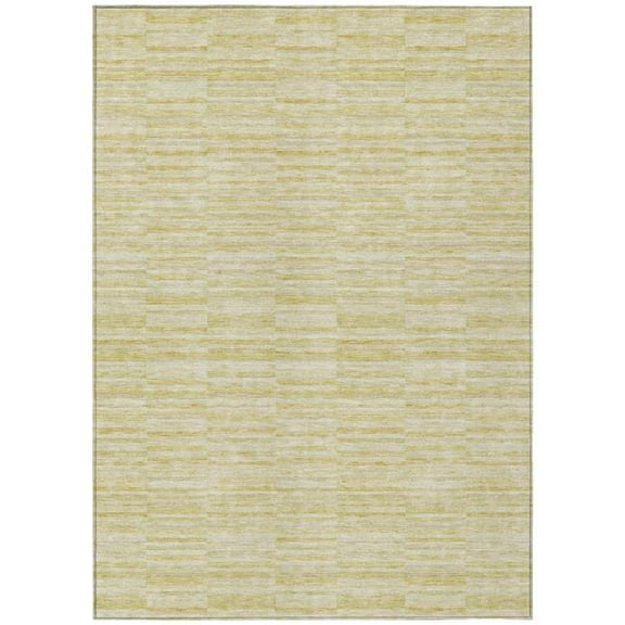 HomeRoots 587991 10 x 14 ft. Striped Washable Indoor & Outdoor Rectangle Area Rug, Wheat, Gold & Tan