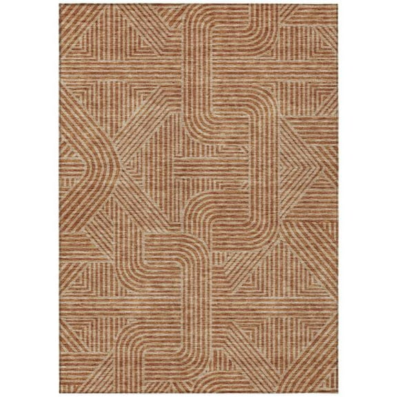 HomeRoots 594970 10 x 14 ft. Terra Cotta & Brown Abstract Washable Indoor & Outdoor Rectangle Area Rug