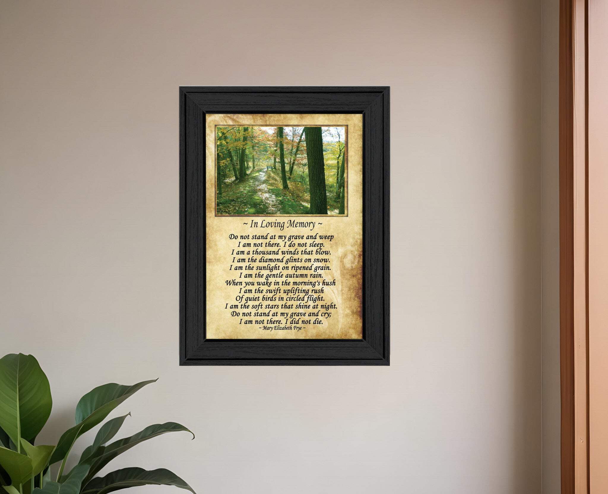 In Loving Memory Black Framed Canvas Print with Quote
