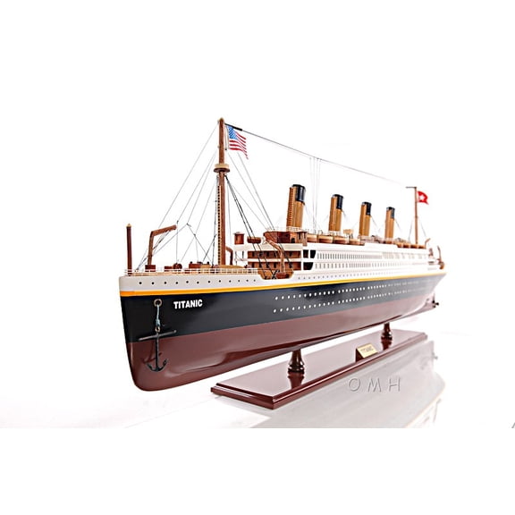 11" Black and Red 1912 RMS Titanic Medium Boat Hand Painted Decorative Boat