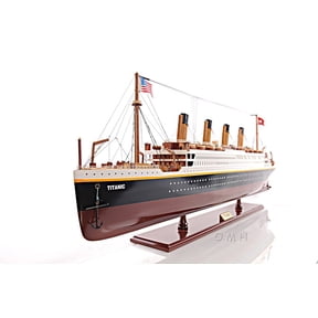 11" Black and Red 1912 RMS Titanic Medium Boat Hand Painted Decorative Boat