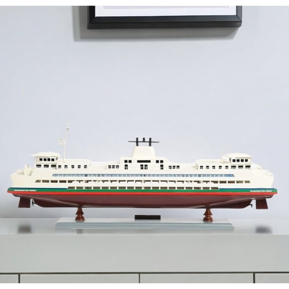 11" Brown and White Washington Ferry Boat Hand Painted Decorative Boat