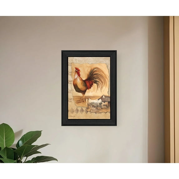 HomeRoots 11 x 15 x 1 in. Rooster Montage II Black Framed Print Wall Art