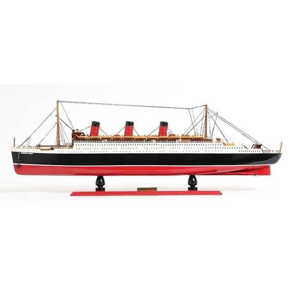 12" Black and Red RMS Queen Mary Large Boat Hand Painted Decorative Boat