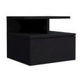 thumbnail image 1 of HomeRoots 12" Black One Drawer Faux Wood Floating Nightstand, 1 of 7