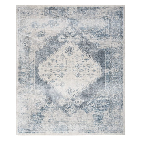 HomeRoots 521730 12 ft. Blue Oriental Power Loom Distressed Washable Runner Rug
