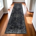 thumbnail image 1 of 2' X 10' Blue And Brown Oriental Power Loom Stain Resistant Runner Rug, 1 of 6