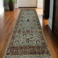 thumbnail image 1 of HomeRoots 12' Runner Blue Red Green And Gold Oriental Power Loom Runner Rug, 1 of 6