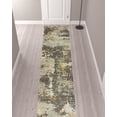 thumbnail image 1 of 2' X 10' Grey And Gold Abstract Power Loom Stain Resistant Runner Rug, 1 of 4