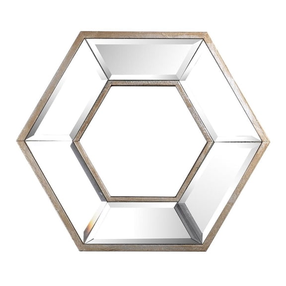 Bed Bath & Beyond 12" Silver Hexagon Wall Mounted Accent Mirror - Black