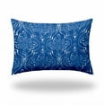 thumbnail image 1 of HomeRoots 12" X 18" Blue And White Blown Seam Ikat Lumbar Indoor Outdoor Pillow, 1 of 5