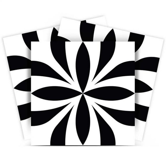 HomeRoots 555899 12 x 12 in. Black & White Colla Peel & Stick Removable Tiles