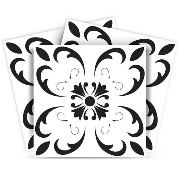 HomeRoots 555891 12 x 12 in. Black & White Delia Peel & Stick Removable Tiles