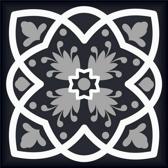 HomeRoots 555902 12 x 12 in. Black, White & Gray Baz Peel & Stick Removable Tiles