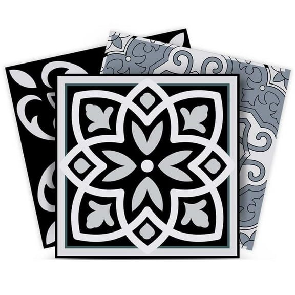 HomeRoots 555888 12 x 12 in. Black White & Gray Mosaic Peel & Stick Tiles