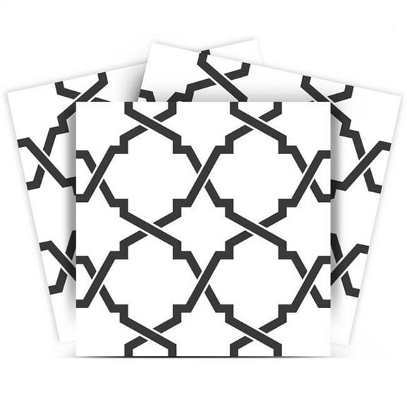 HomeRoots 555896 12 x 12 in. Black & White Prism Peel & Stick Removable Tiles