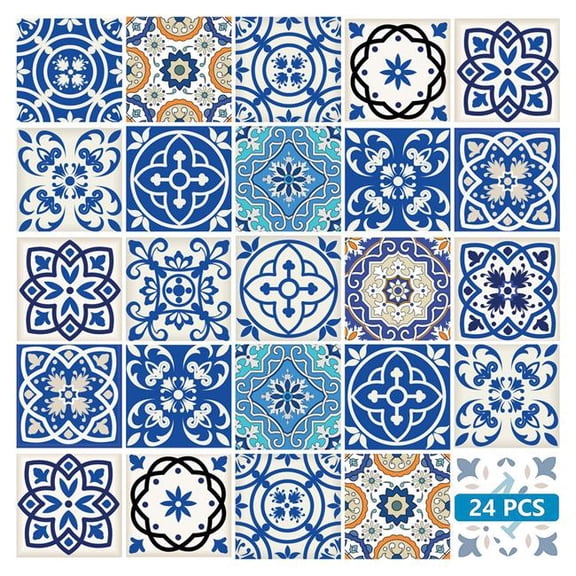 HomeRoots 556419 12 x 12 in. Blue & Aqua Pop Mosaic Peel & Stick Removable Tiles