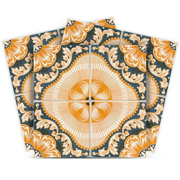 HomeRoots 555957 12 x 12 in. Golden Deco Peel & Stick Removable Tiles