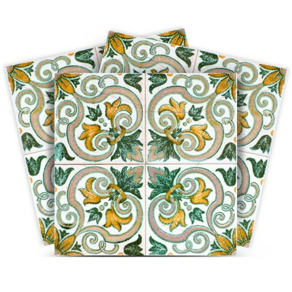 HomeRoots 555969 12 x 12 in. Green, Yellow Melo Peel & Stick Tiles