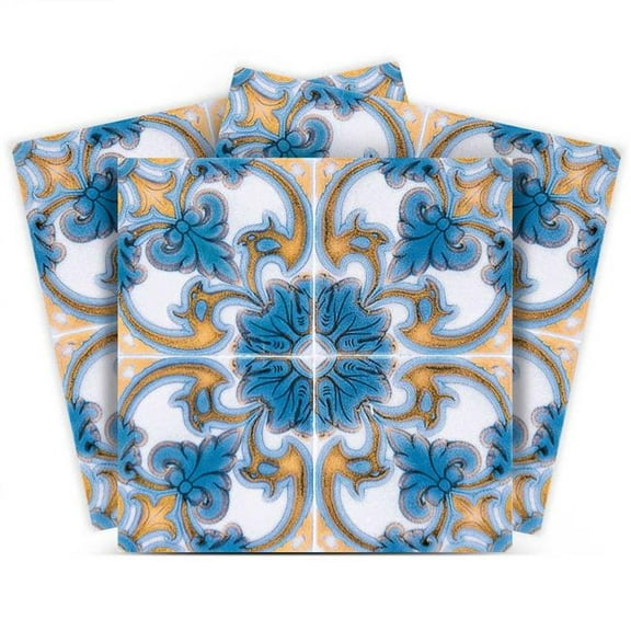 HomeRoots 555973 12 x 12 in. Teal Taupe Sia Removable Peel & Stick Tiles