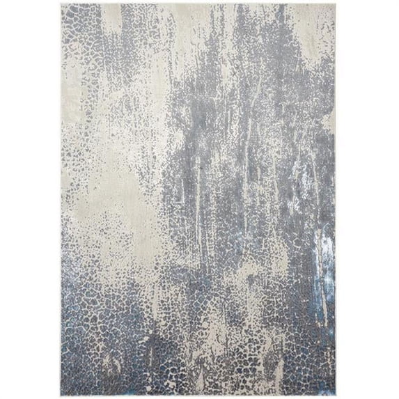 HomeRoots 12 x 15 ft. Gray Blue & Ivory Abstract Stain Resistant Rectangle Area Rug - Gray Blue and Ivory - 12 x 15 ft.