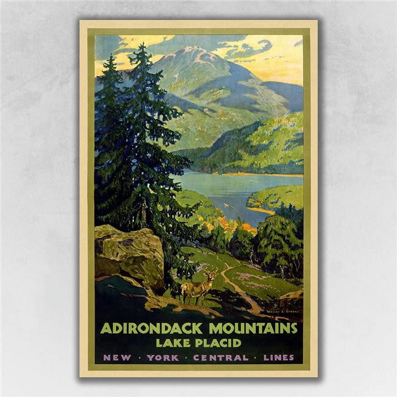 Vintage 1920s Adirondack Mountains Landscape Wall Art