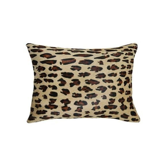 HomeRoots 544651 12 x 20 in. Brown & Black Leopard Cowhide Lumbar Throw Pillows - Set of 2